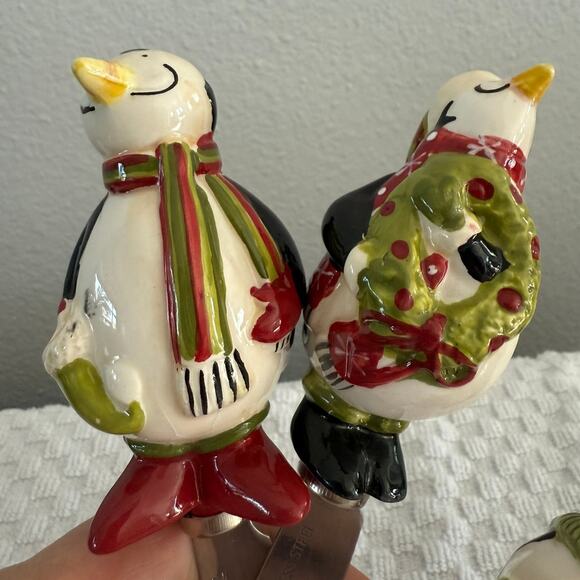 Set of 3 Stainless Steel & Ceramic Debbie Mumm Holiday Cheese Spreaders EUC - Picture 2 of 5